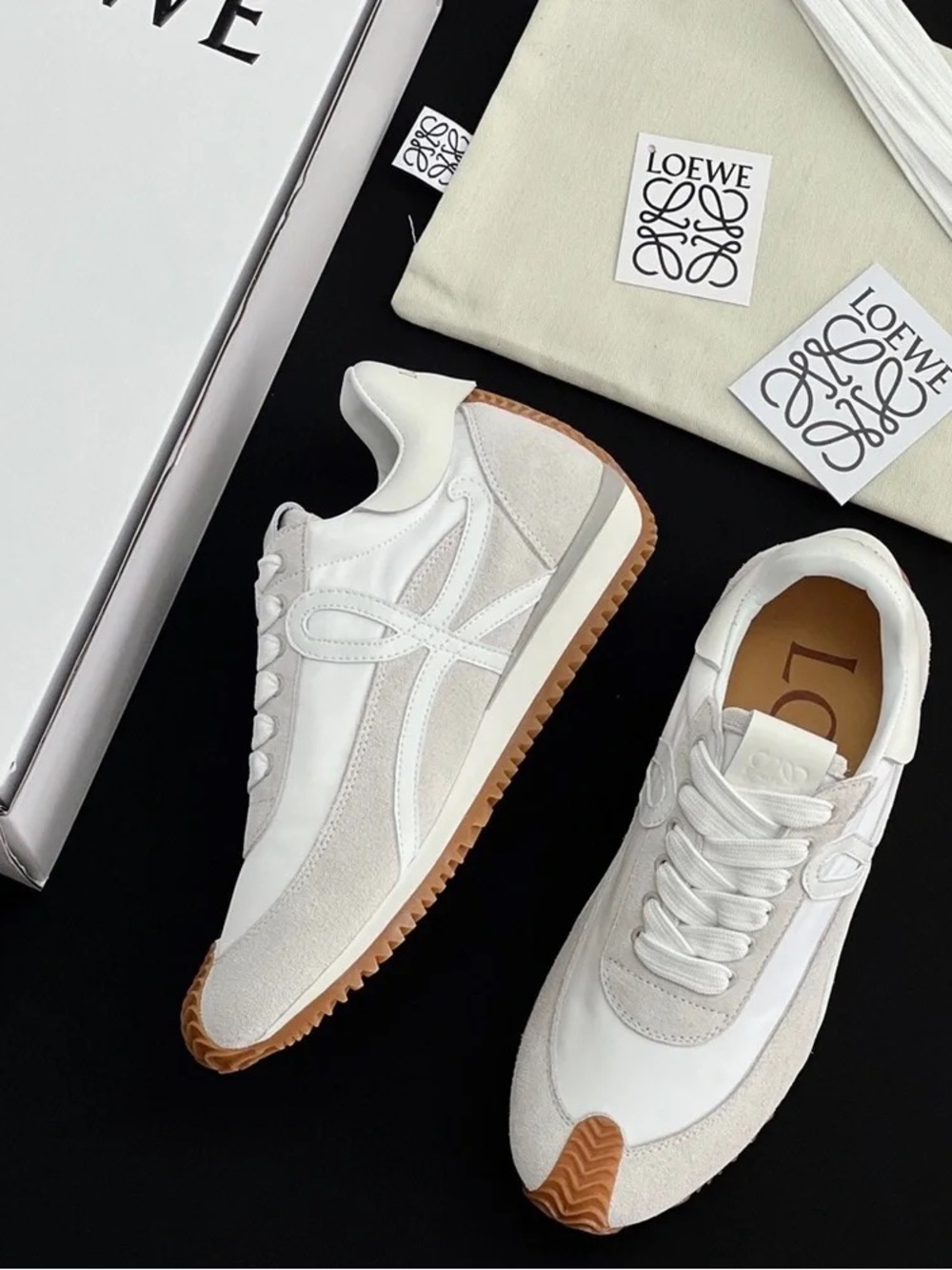 Loewe White Leather & Gum Sole Low-Top Sneakers - Picture 5 of 8